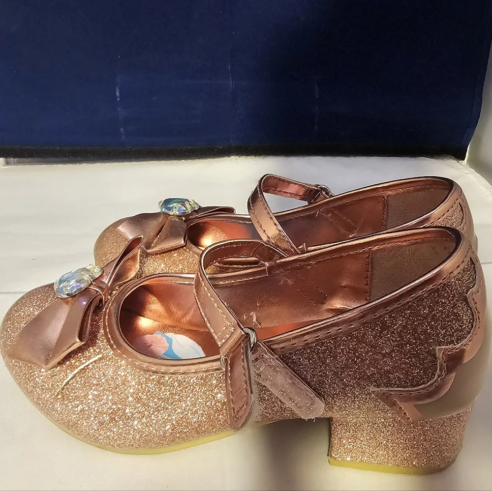 Disney Princess Glittery Rose Gold Dress Shoes SZ 11 toddler